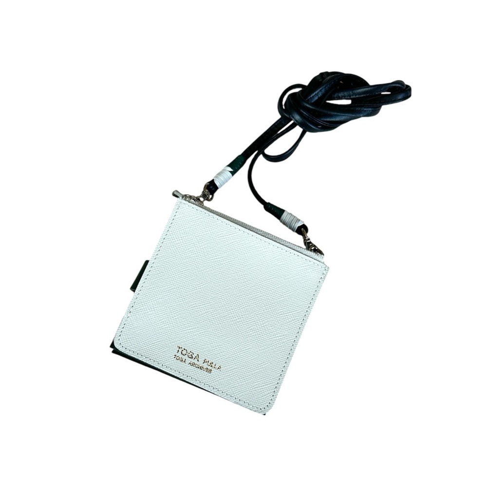 TOGA Archives PULLA Square Leather Shoulder Wallet Green & White - Picture 2 of 8